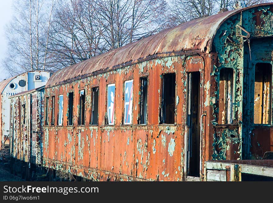 Old railway wagon on retired