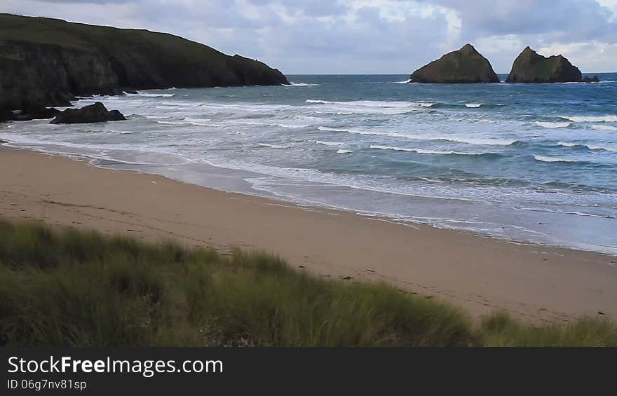 Waves on the beach Holywell Bay Cornwall England near Newquay