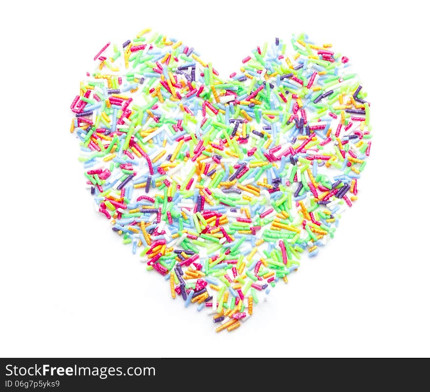 Symbol heart sugar pearl isolated white background. Symbol heart sugar pearl isolated white background