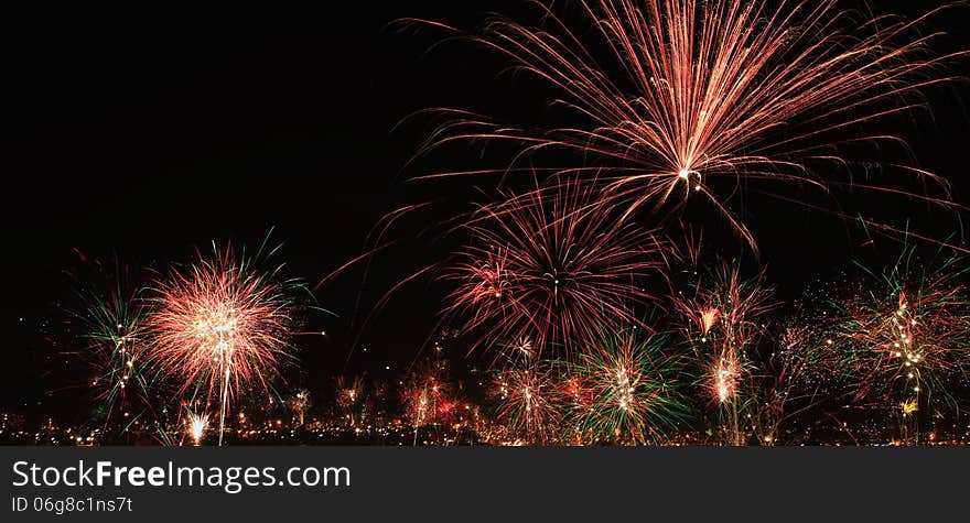 New year s eve fireworks in the city of Arequipa, Peru