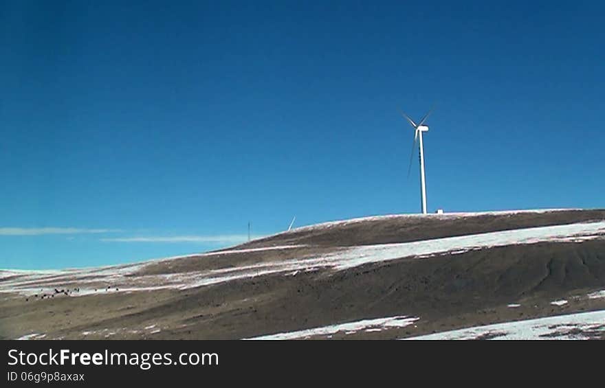 Slow motion video of wind generator turbine