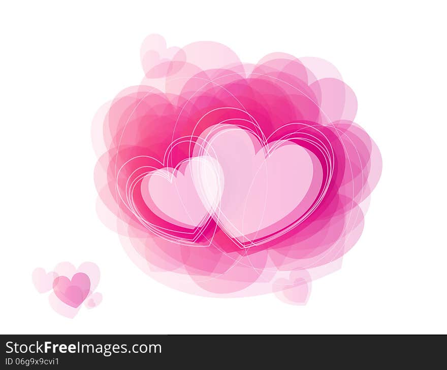 Abstract Valentine’s Day illustration with hearts on white