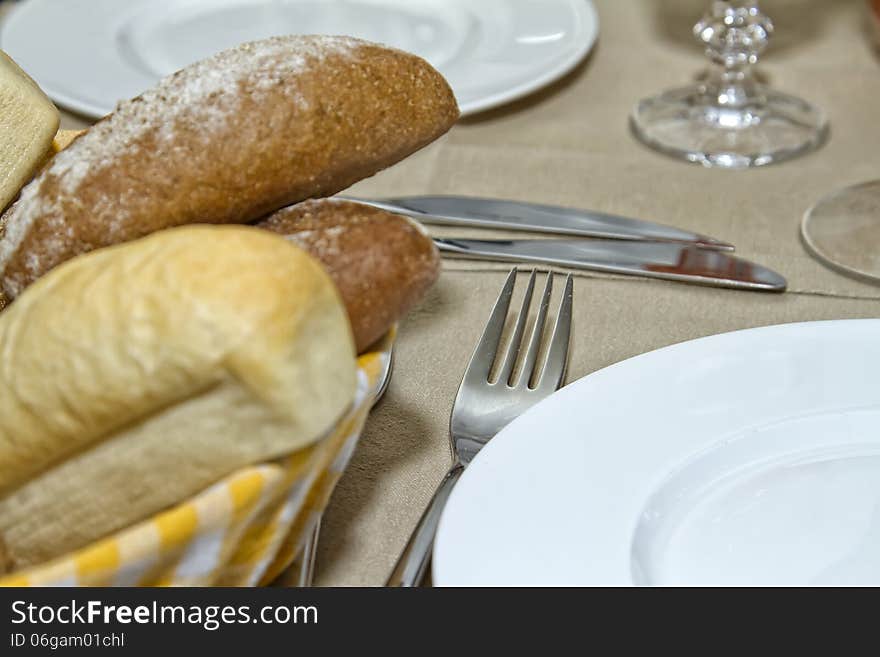 Decorated table in the restaurant