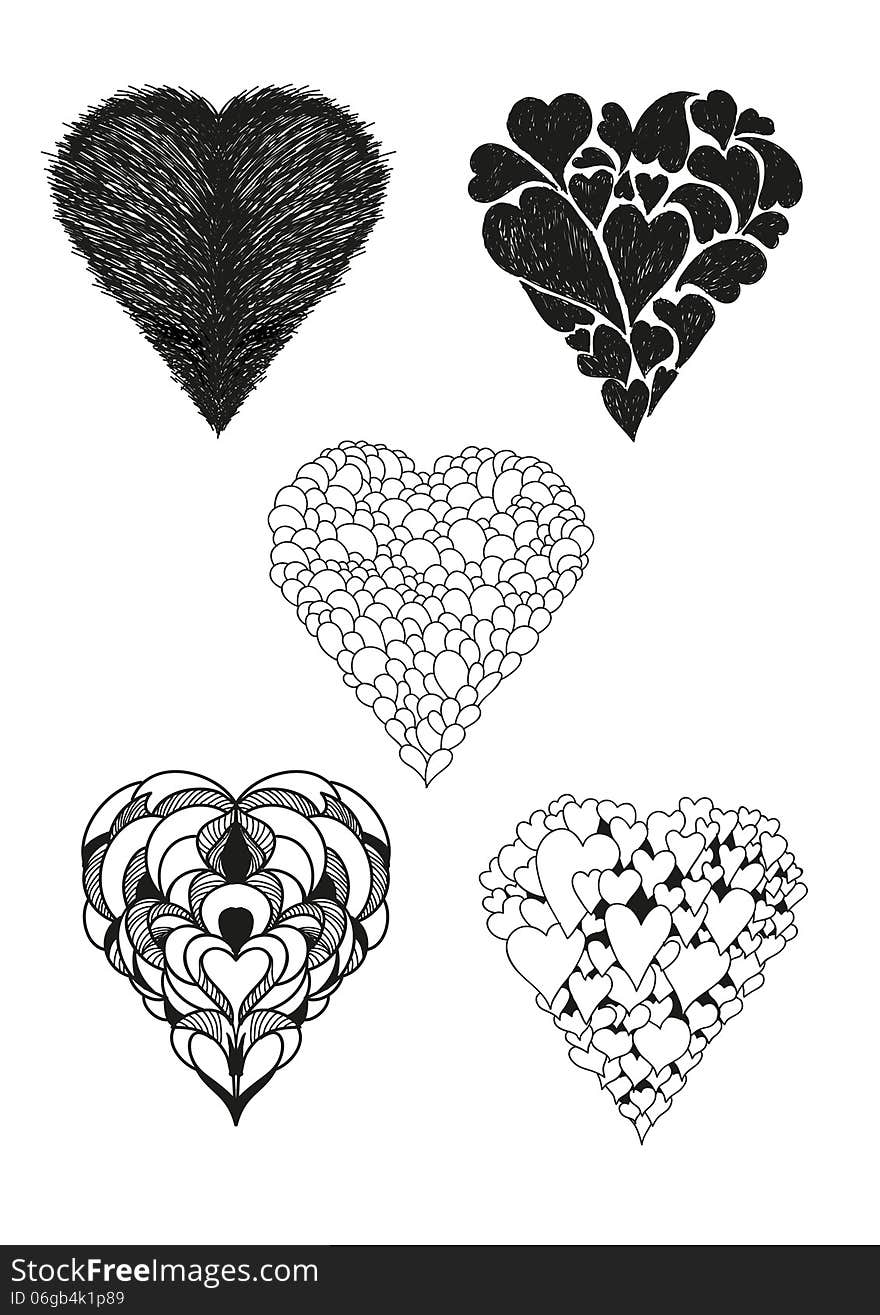 Collection of heart vector calligraphic