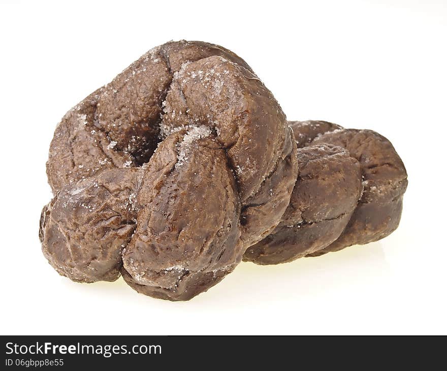 Isolated of pile spiral donut bread on white background. Isolated of pile spiral donut bread on white background