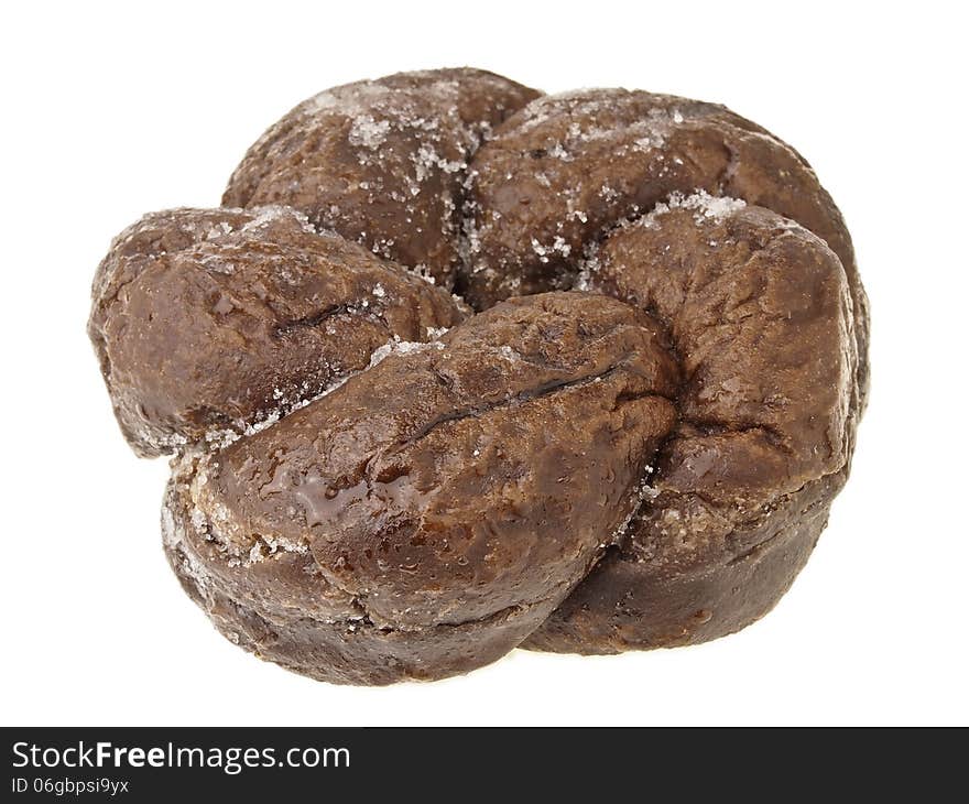 Isolated of spiral donut bread on white background