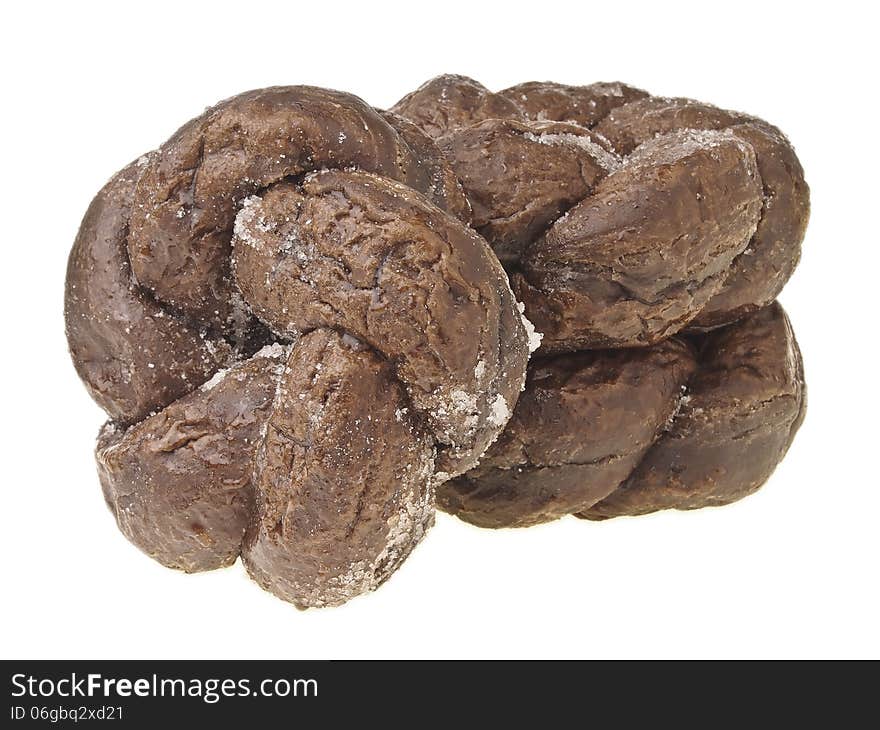 Isolated of delicious spiral donut bread on white background