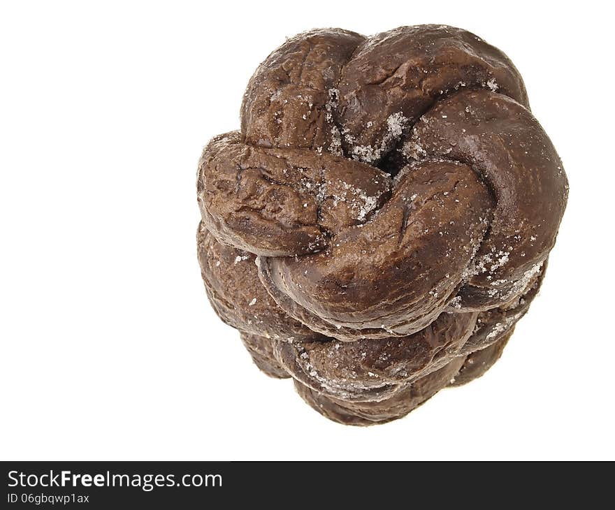 Tower stack of spiral donut bread on white background. Tower stack of spiral donut bread on white background