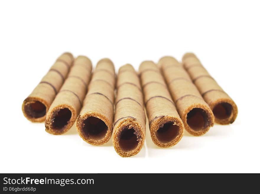 Isolated of wafer stick line on white background. Isolated of wafer stick line on white background