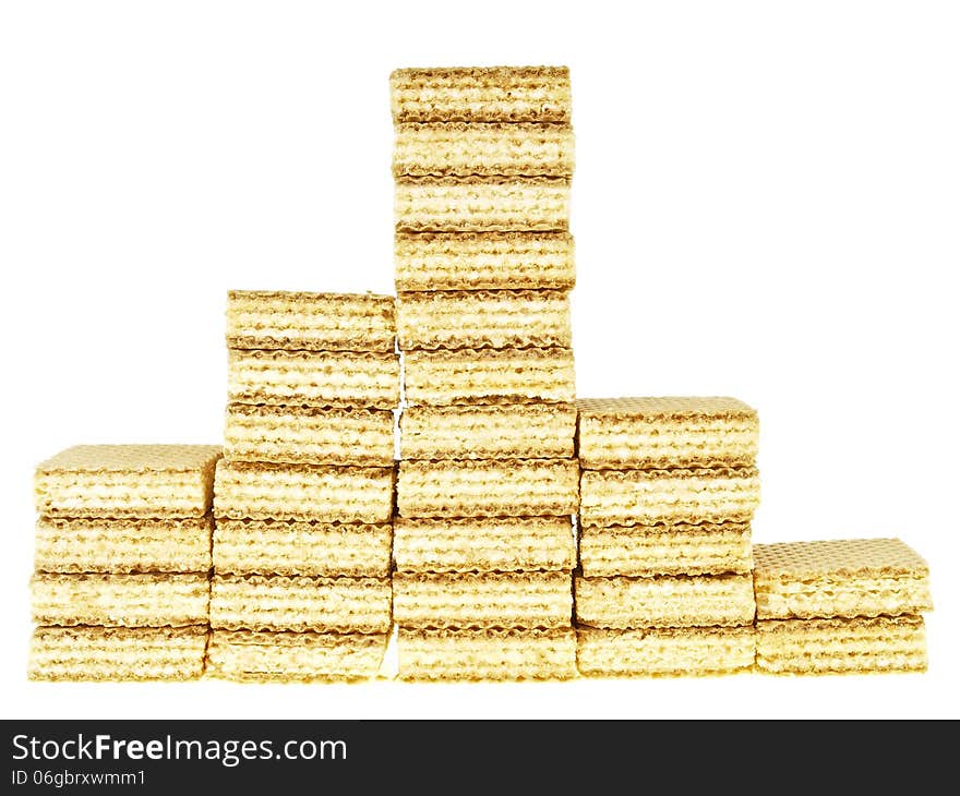 Five step wafer stack in triangle shape on white background. Five step wafer stack in triangle shape on white background