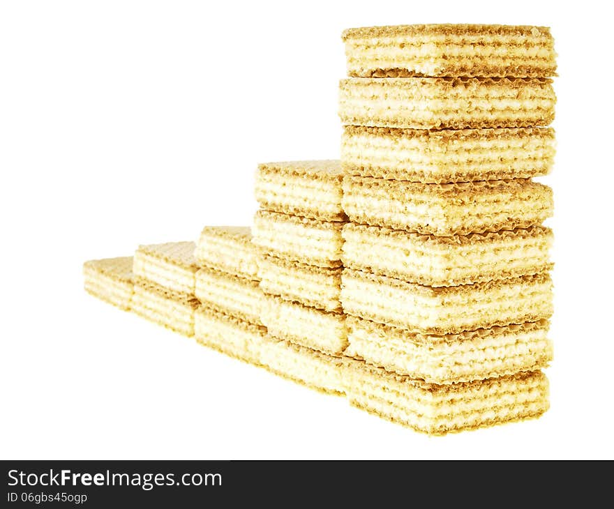 Persptive of five step increase by wafer stack on white background. Persptive of five step increase by wafer stack on white background