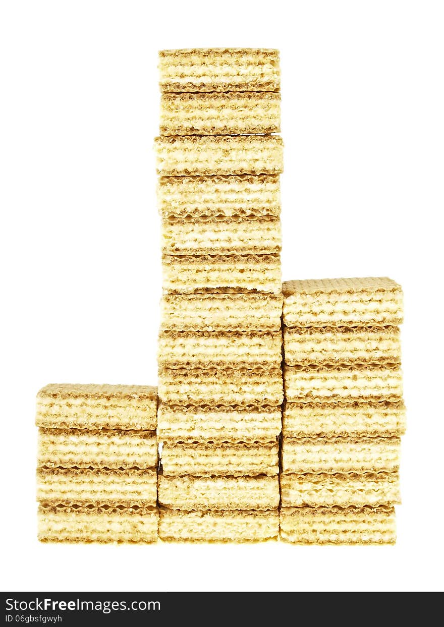 Three step wafer stack in triangle shape on white background. Three step wafer stack in triangle shape on white background