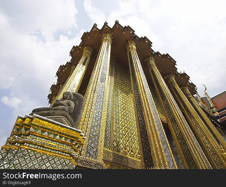 Buddha statue and decoration in Prasat Phra Thep Bidon, grand palace, Phrakaew temple, Bangkok, Thailand. Buddha statue and decoration in Prasat Phra Thep Bidon, grand palace, Phrakaew temple, Bangkok, Thailand