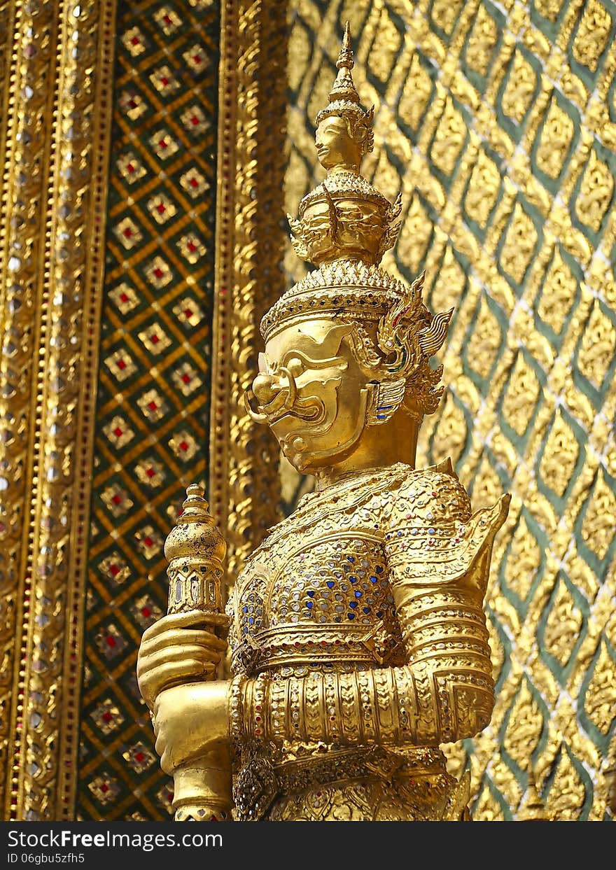 Thai giant decoration in Prasat Phra Thep Bidon, grand palace, Phrakaew temple, Bangkok, Thailand