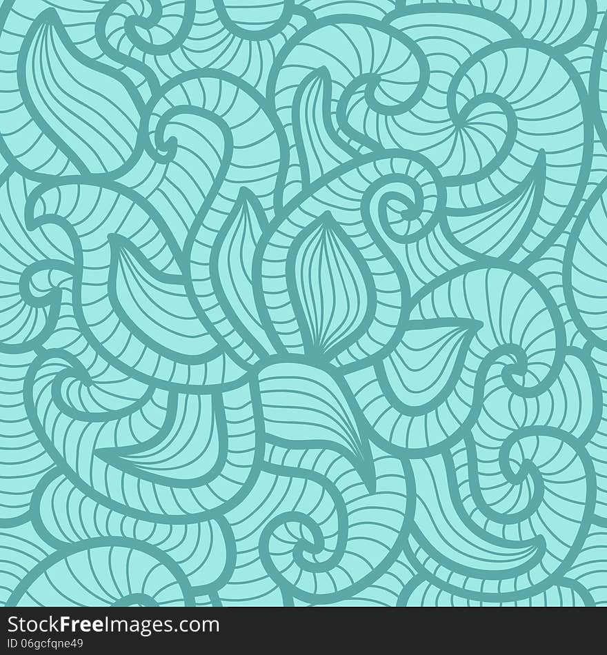 Seamless Abstract Hand-drawn Vector Pattern, Waves