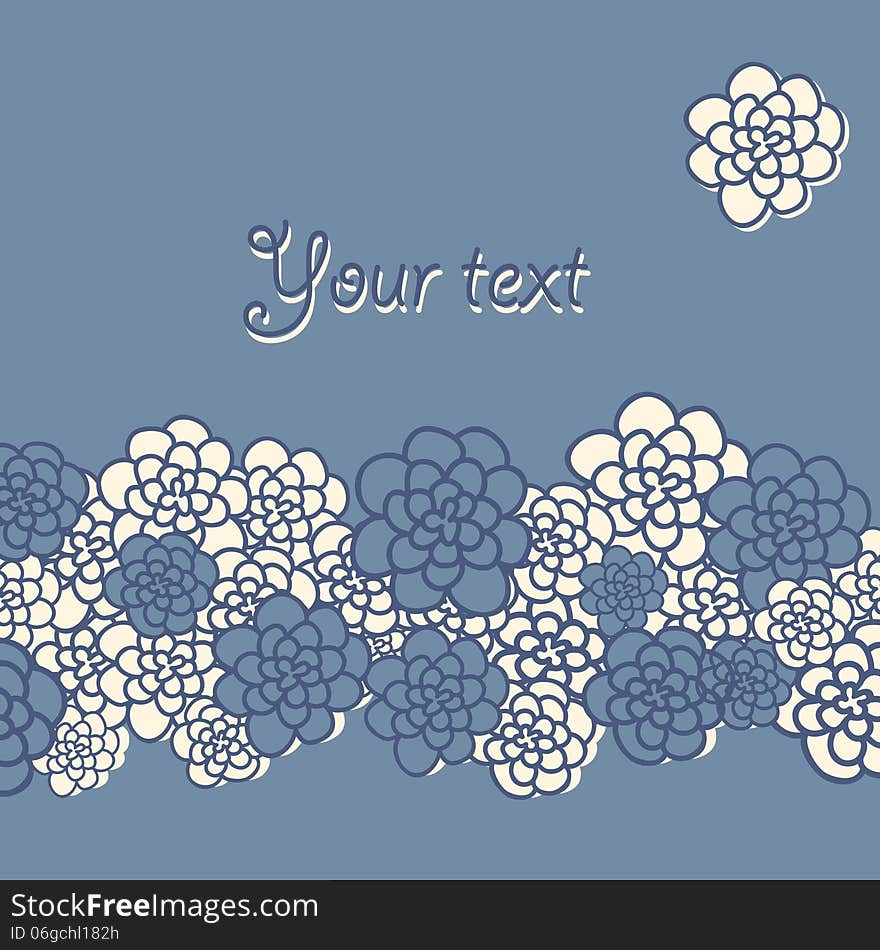 Greeting Card with Flowers, blue and white