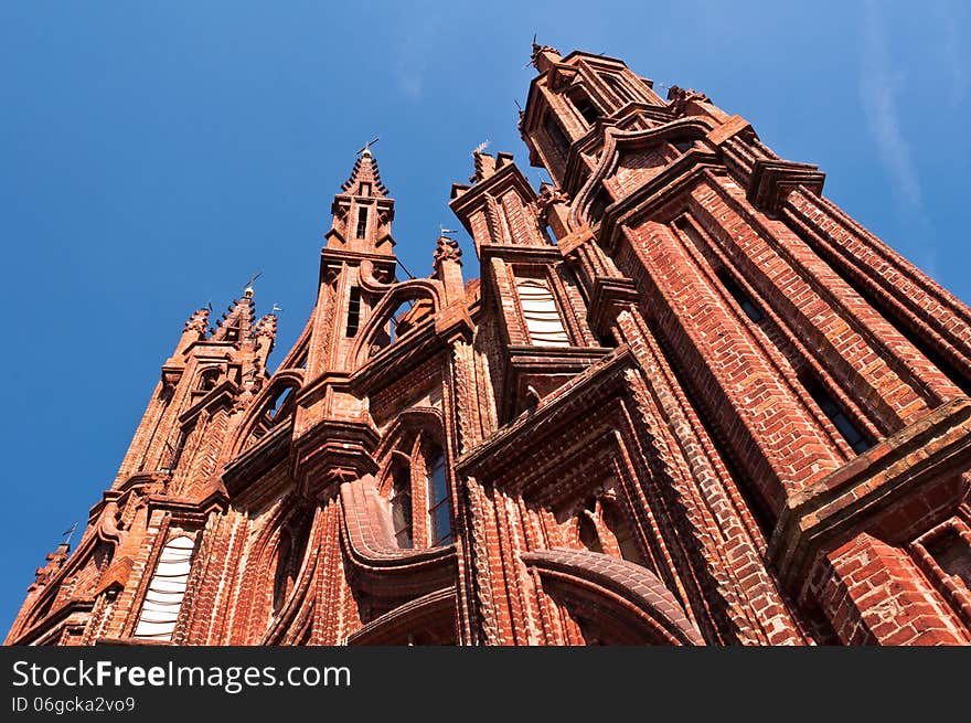 Beautiful Gothic Style St. Anne Church in Vilnius, Lithuania on a Beautiful Summer Day.