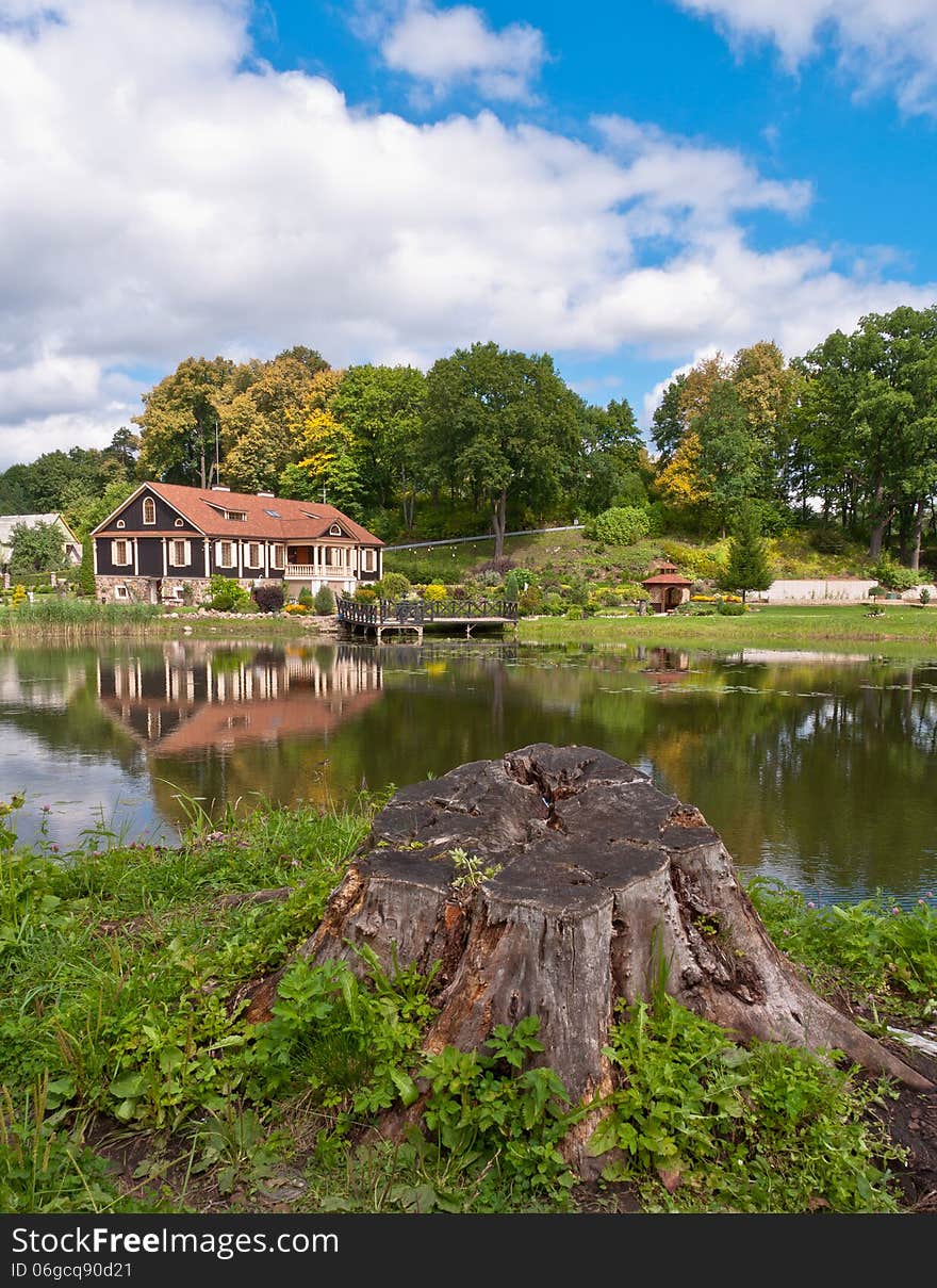 Big Family House in Front of the Lake in the Forest near Vilnius, Lithuania.