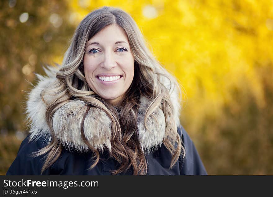 Woman Enjoying Winter In A Wood