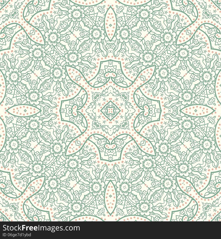 Hand-Drawn henna Mehndi Abstract pattern. Vector illustration.