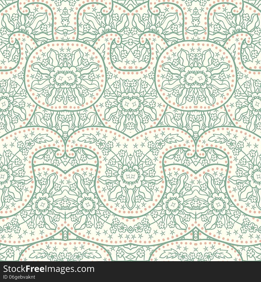 Hand-Drawn henna Mehndi Abstract pattern. Vector illustration.