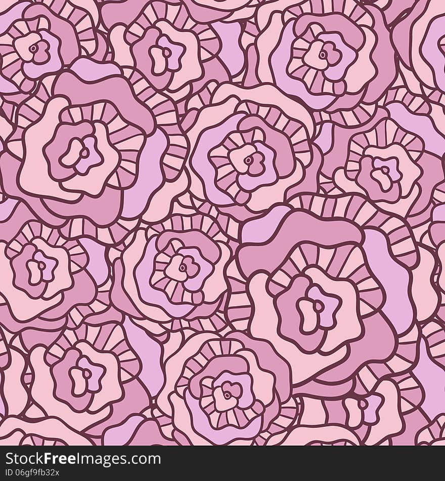 Seamless Vector Pattern With Vintage Roses