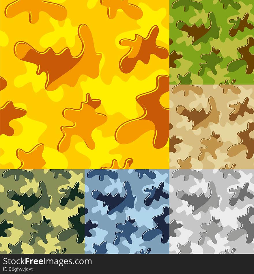 Set of unusual shapes and colors of military camouflage. Set of unusual shapes and colors of military camouflage.