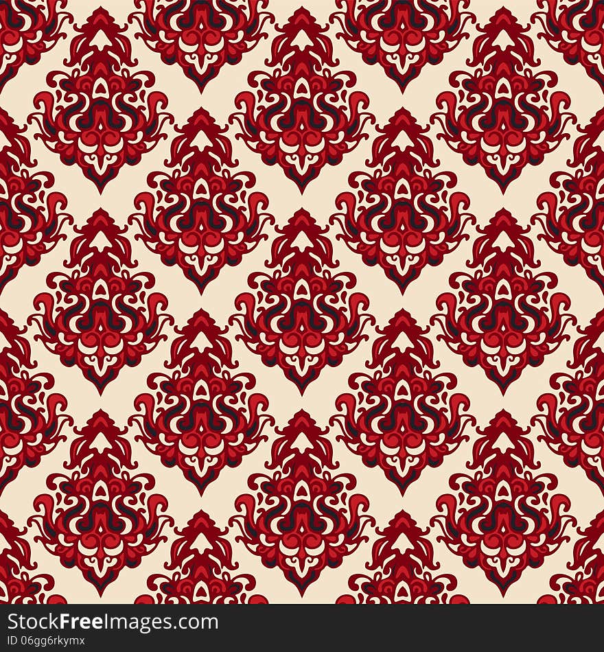 Damask Seamless Pattern Oriental Motif