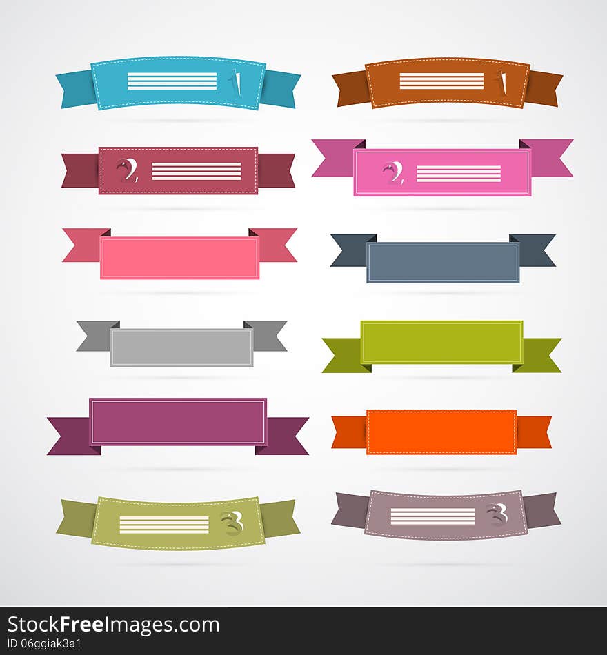 Colorful Retro Ribbons, Labels Set