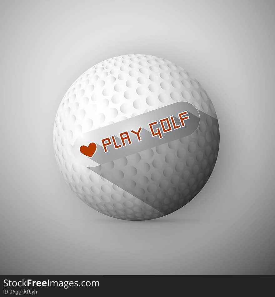 Golf Ball Illustration. Abstract Vector Background. I Love Golf Title.