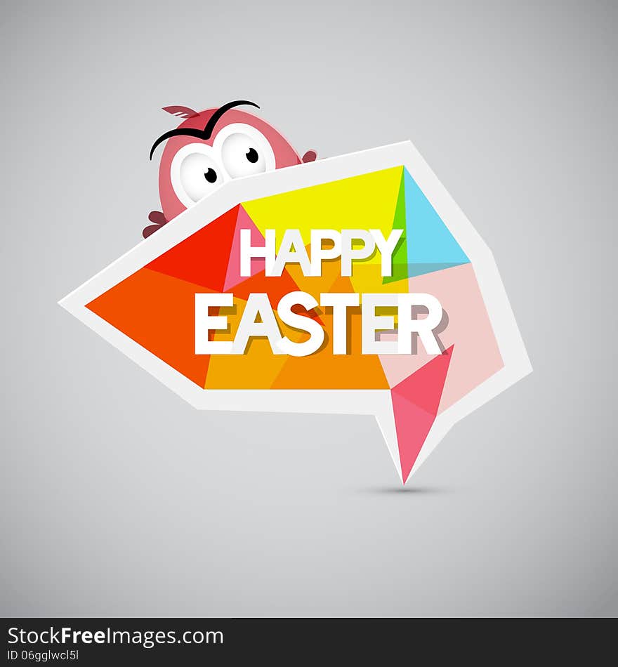 Easter Background, Colorful Label with Chicken