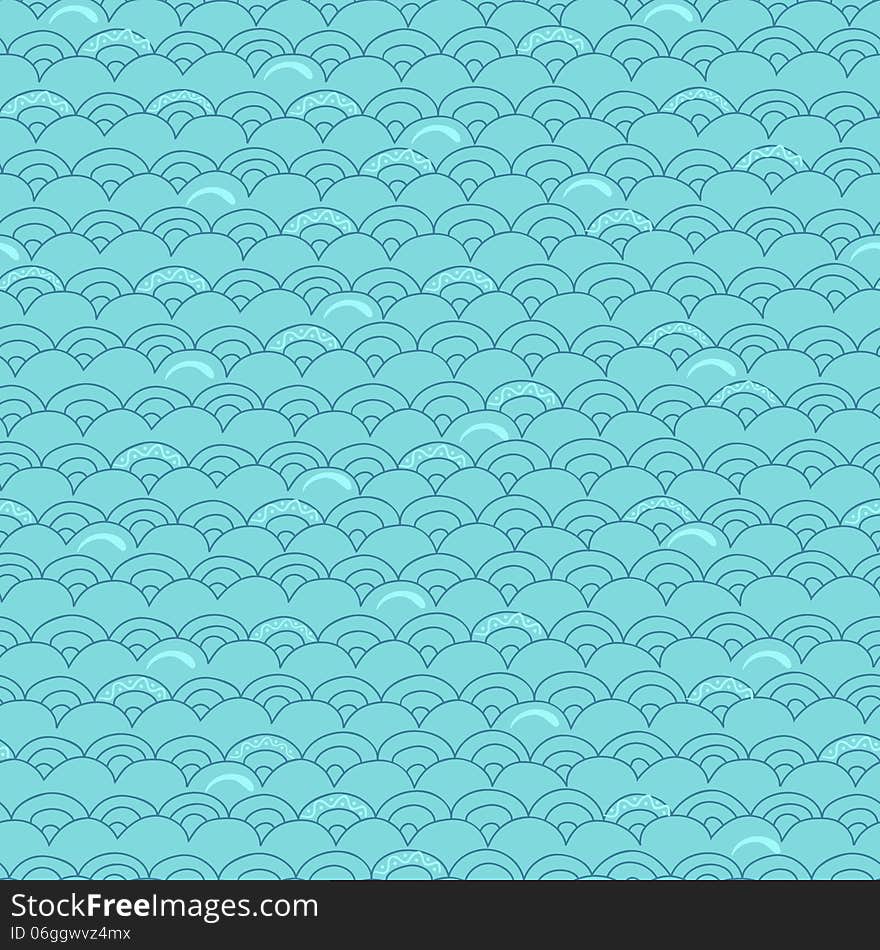 Abstract hand-drawn pattern, waves background.