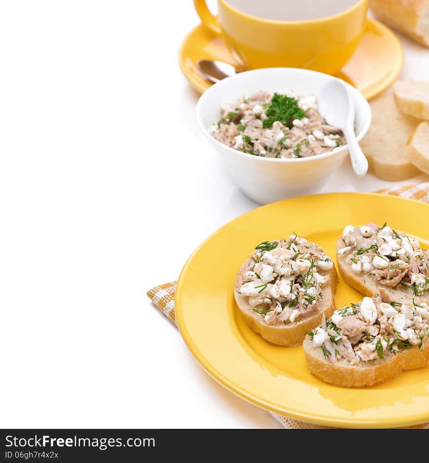 Breakfast - Toasts With Tuna And Cheese, Coffee