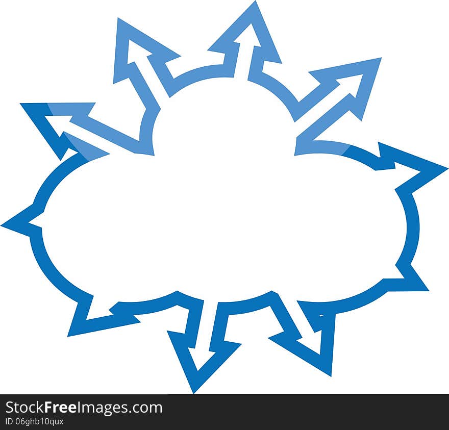 Logo represents a cloud with arrows. Logo represents a cloud with arrows