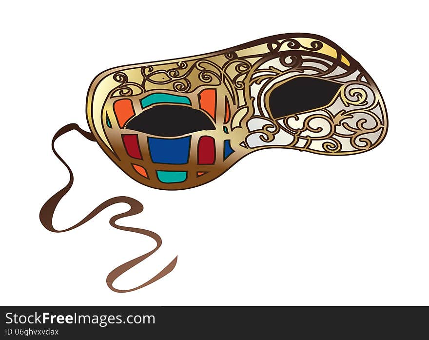 Bright Venetian carnival mask - points on an isolated background