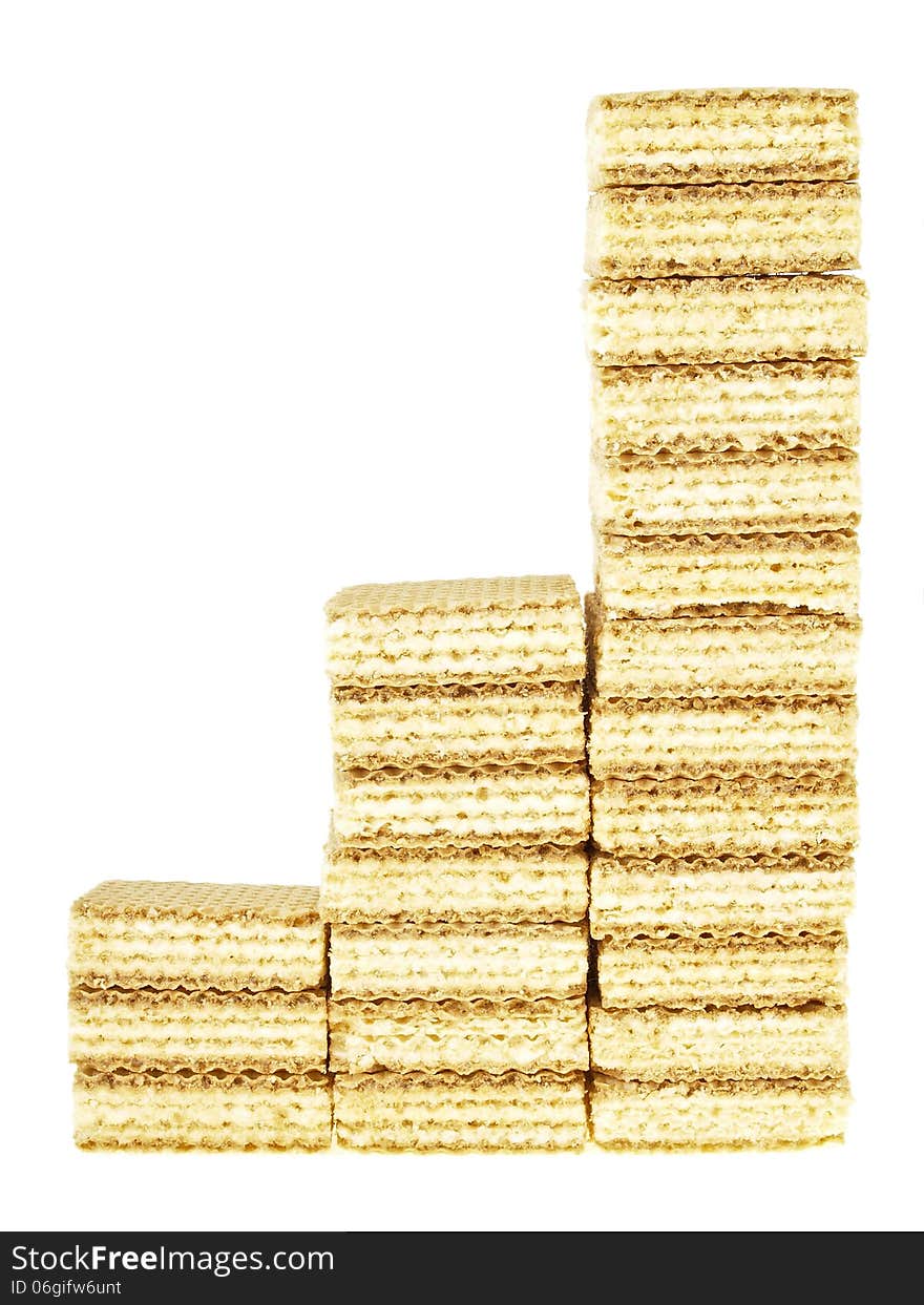 Three step increase by wafer stack on white background. Three step increase by wafer stack on white background