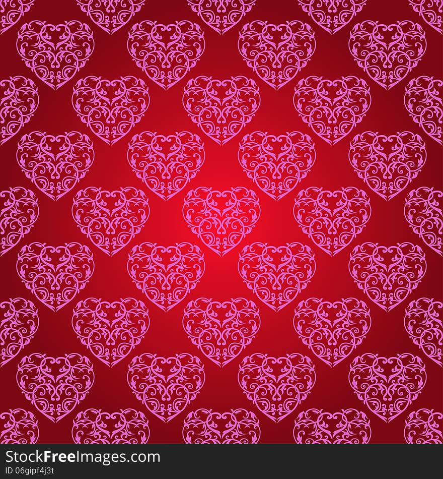 Seamless background with hearts. Royal wallpaper.