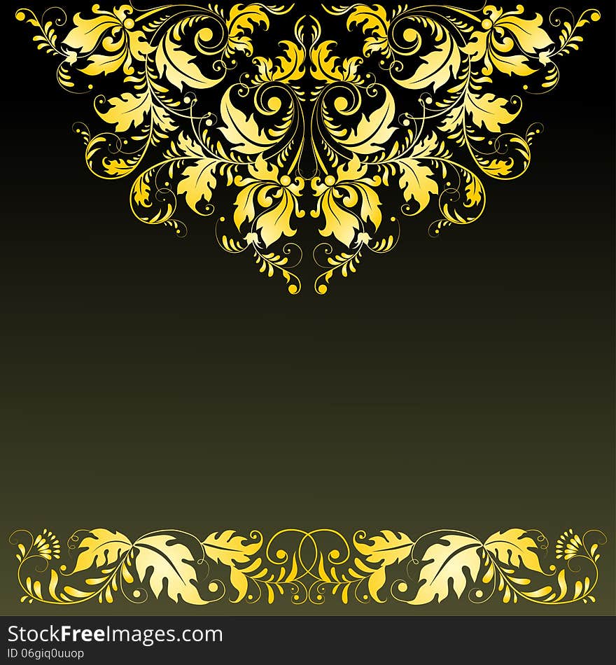 Filigree floral pattern on a green background. Filigree floral pattern on a green background.