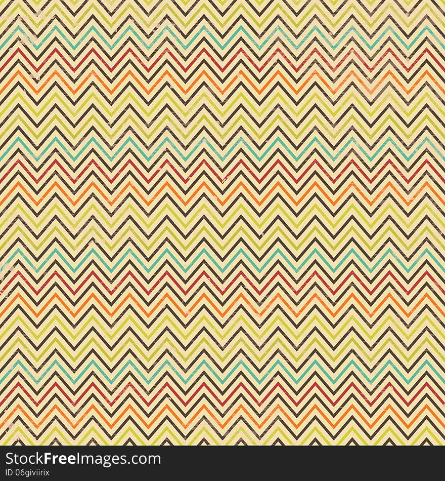 Vector Seamless Geometric Zigzag Background with Grunge Texture, Hipster Style, Seamless Pattern, Illustratuon