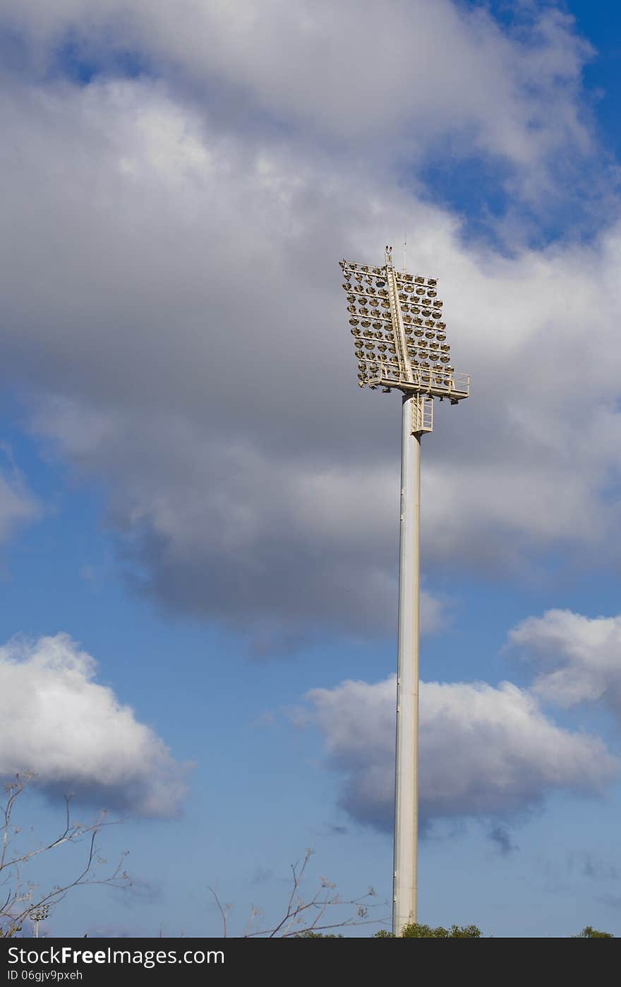 One of the flood lights at the Maltese national soccer stadium. One of the flood lights at the Maltese national soccer stadium