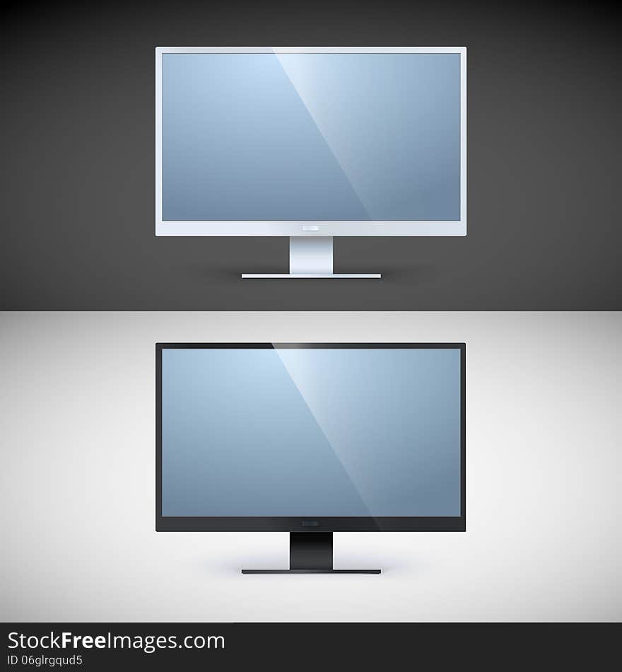 Vector computer displays on black and white backgrounds. This is file of EPS10 format.