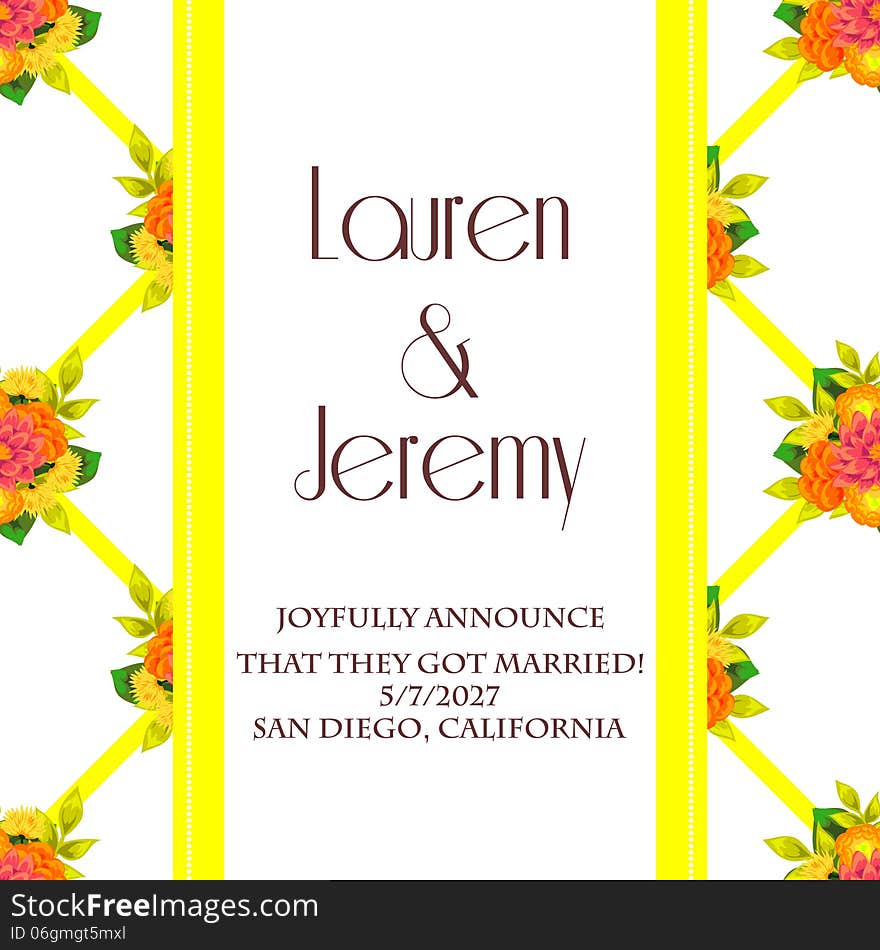 Wedding card or invitation with abstract floral background