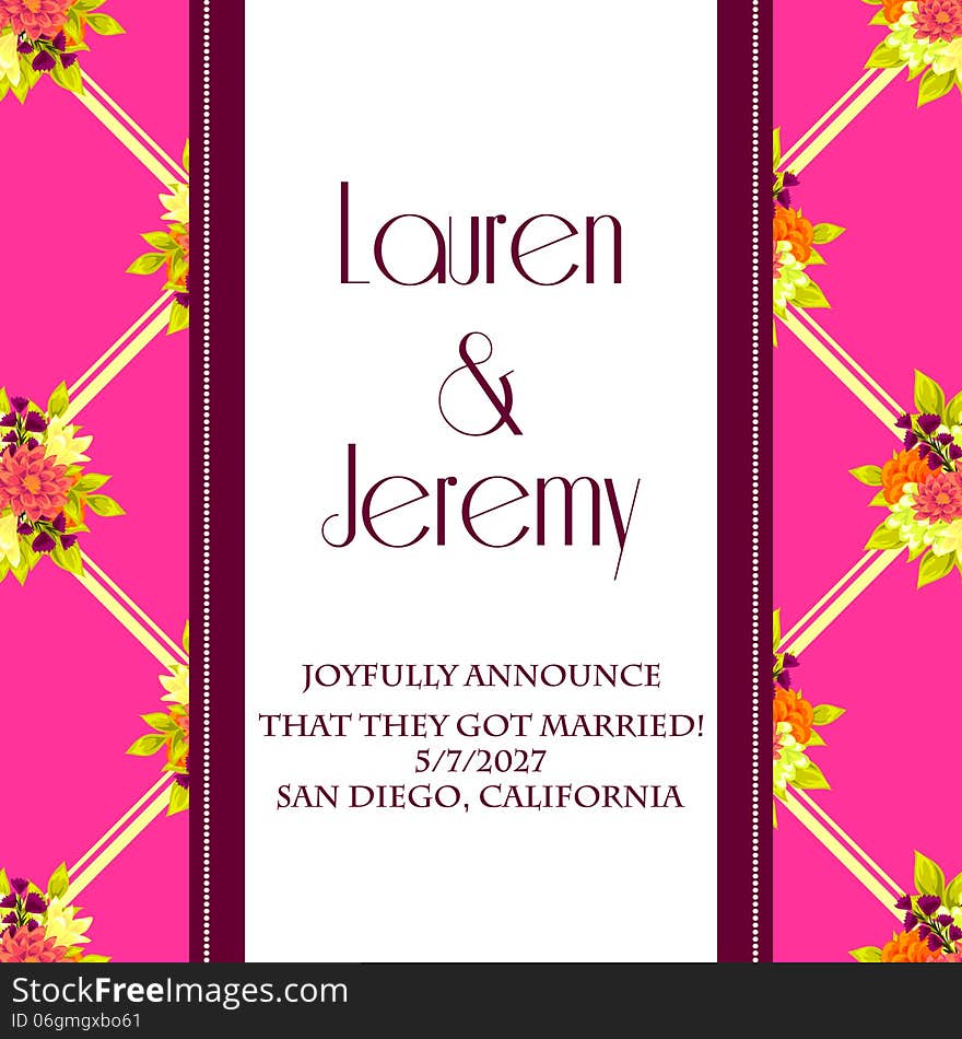 Wedding card or invitation with abstract floral background