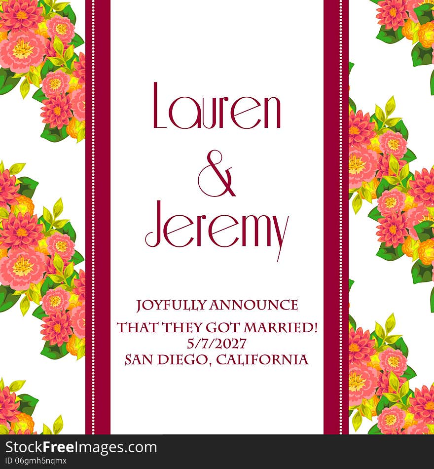 Wedding card or invitation with abstract floral background