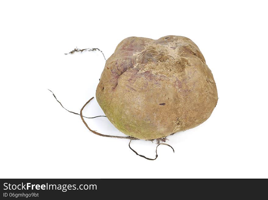 Large raw beet on white background