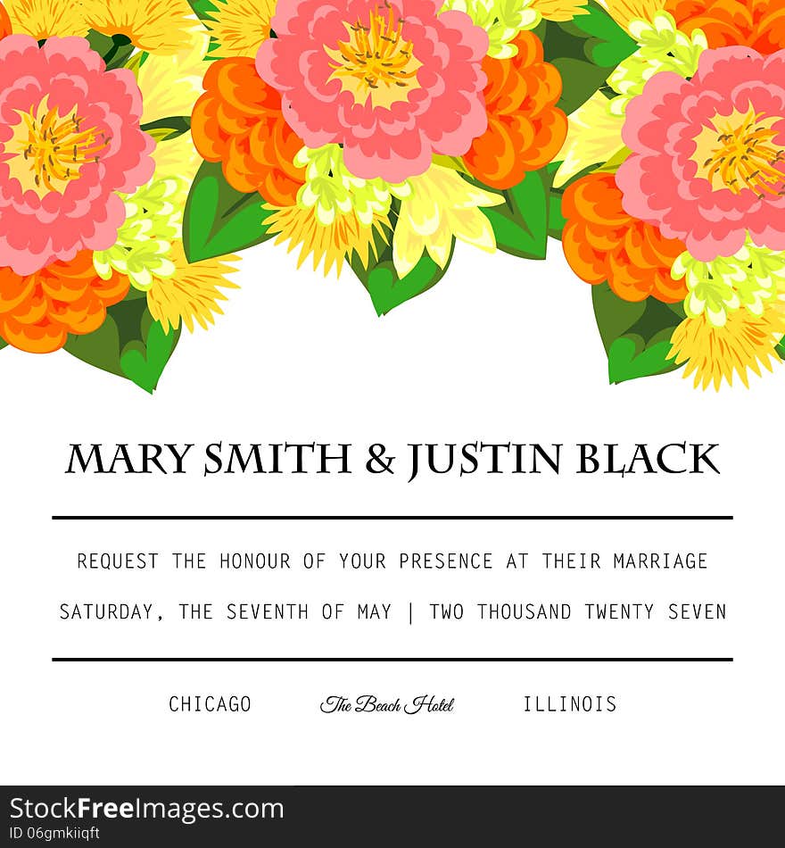 Wedding card or invitation with abstract floral background