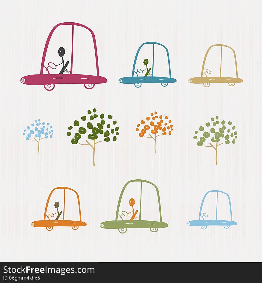 Cars And Trees Illustration