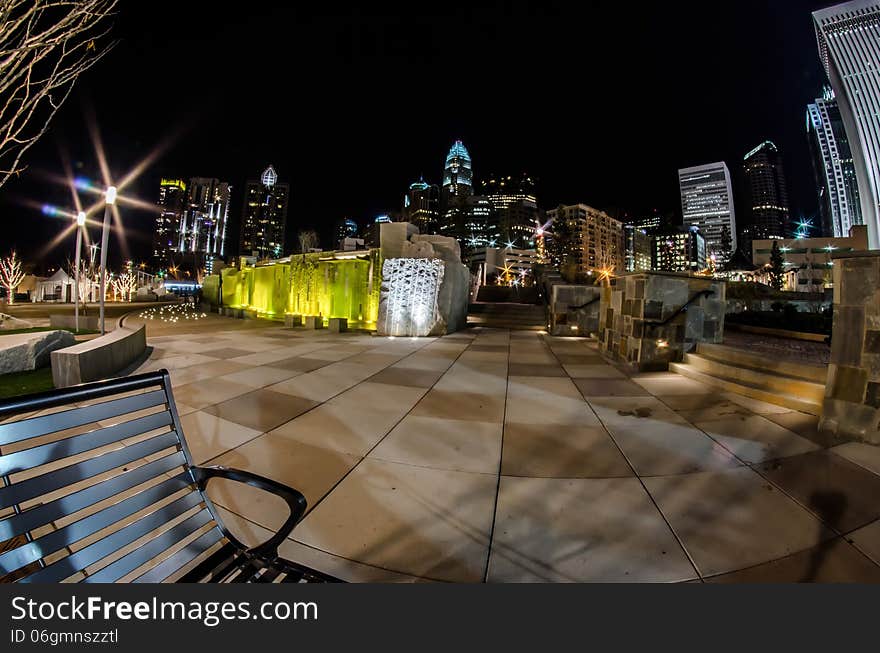 December 27, 2014, charlotte, nc, usa - charlotte skyline near romare bearden park