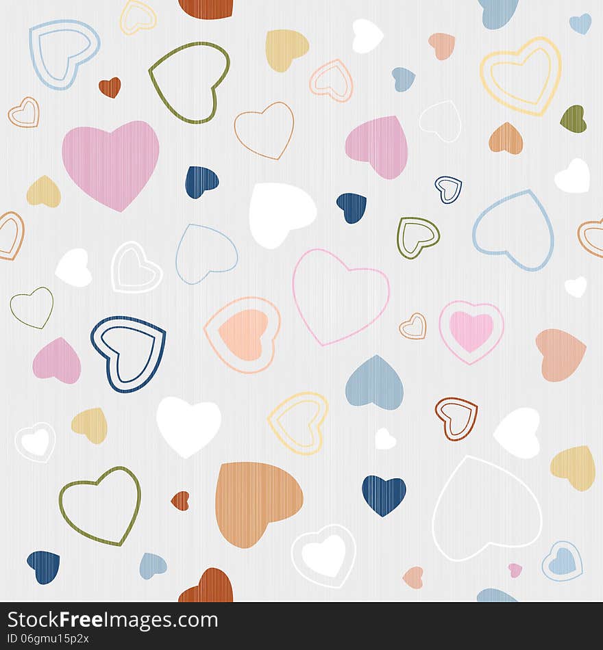 Abstract Retro Textile Seamless Hearts Pattern