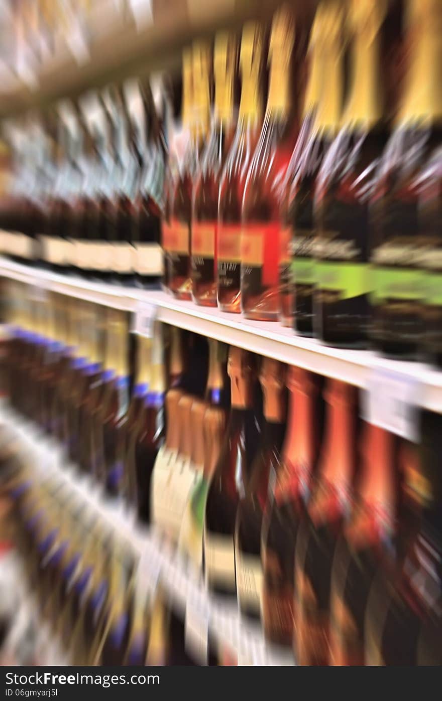 Wine bottles on shelf in a store